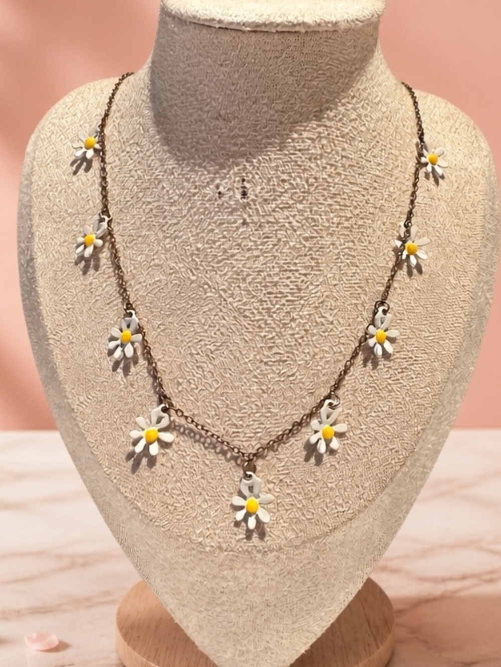 Daisy Charm Necklace - White & Yellow Floral Pendant